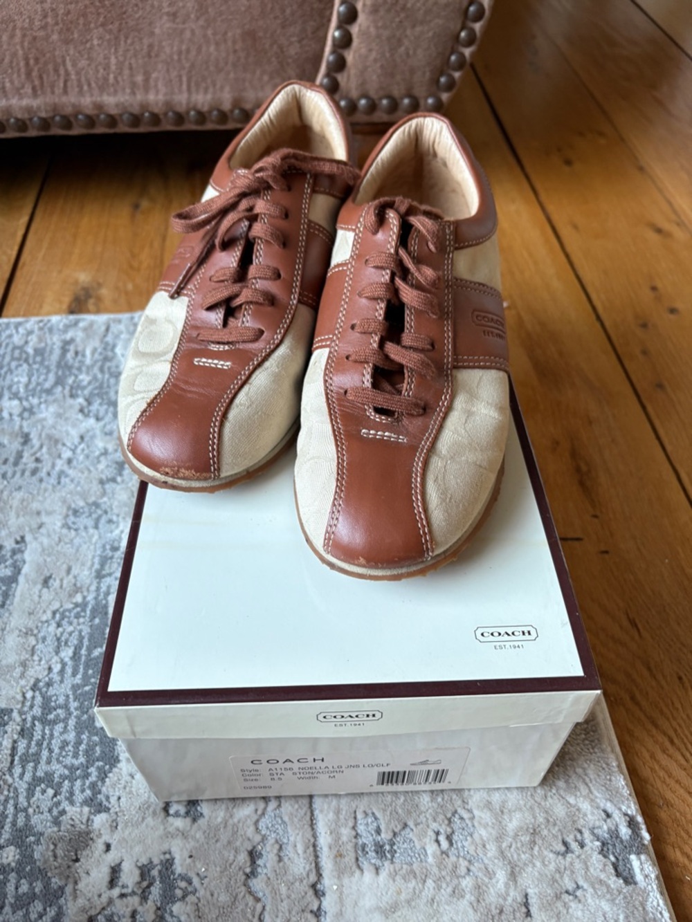 COACH Noealla Sneakers Shoes Stone Acorn Sz 8.5